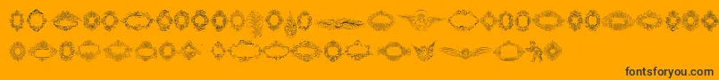 Rough Calligraphic Frames-Schriftart – Schwarze Schriften auf orangefarbenem Hintergrund