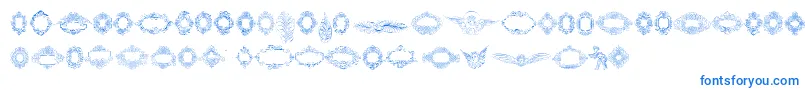 Rough Calligraphic Frames-Schriftart – Blaue Schriften auf weißem Hintergrund