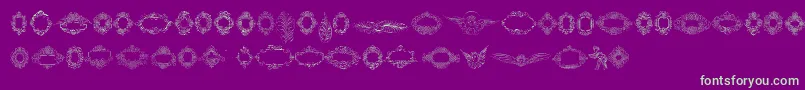 Rough Calligraphic Frames-Schriftart – Grüne Schriften auf violettem Hintergrund