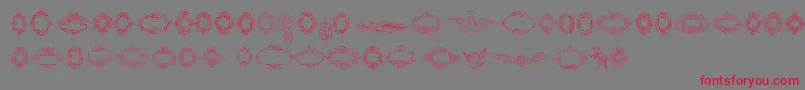 Rough Calligraphic Frames Font – Red Fonts on Gray Background