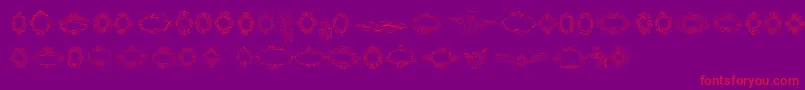 Rough Calligraphic Frames Font – Red Fonts on Purple Background