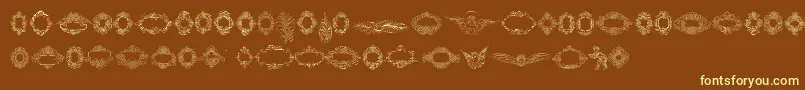 Rough Calligraphic Frames-Schriftart – Gelbe Schriften auf braunem Hintergrund