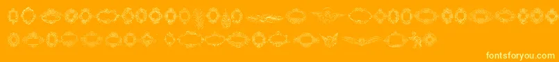 Rough Calligraphic Frames Font – Yellow Fonts on Orange Background