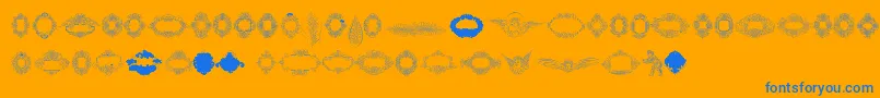 Rough Calligraphic Frames-Schriftart – Blaue Schriften auf orangefarbenem Hintergrund