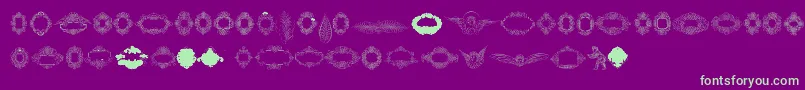 フォントRough Calligraphic Frames – 紫の背景に緑のフォント