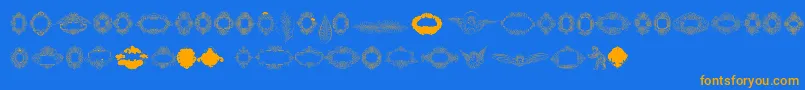 Rough Calligraphic Frames-Schriftart – Orangefarbene Schriften auf blauem Hintergrund