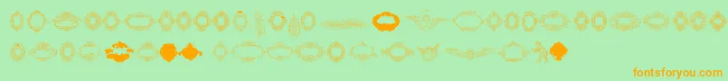 Fonte Rough Calligraphic Frames – fontes laranjas em um fundo verde