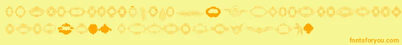 Fonte Rough Calligraphic Frames – fontes laranjas em um fundo amarelo