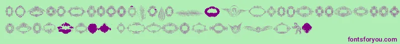 Шрифт Rough Calligraphic Frames – фиолетовые шрифты на зелёном фоне
