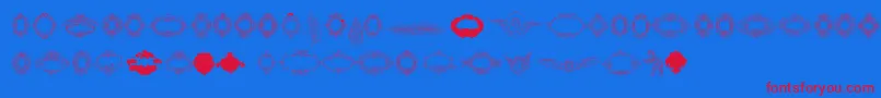 Rough Calligraphic Frames-Schriftart – Rote Schriften auf blauem Hintergrund