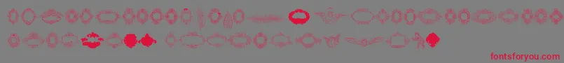 Rough Calligraphic Frames Font – Red Fonts on Gray Background
