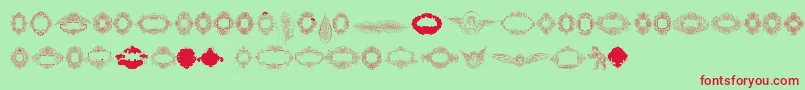 フォントRough Calligraphic Frames – 赤い文字の緑の背景