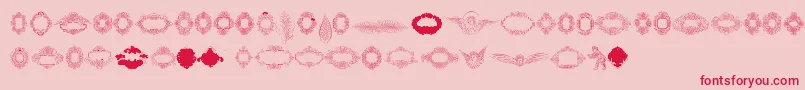 Rough Calligraphic Frames Font – Red Fonts on Pink Background