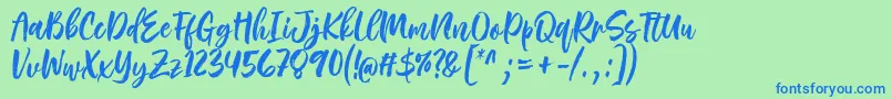 Rough Rough Font by 7NTypes-fontti – siniset fontit vihreällä taustalla