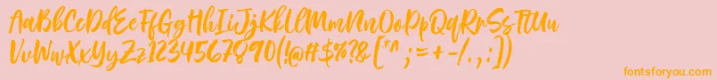 Rough Rough Font by 7NTypes-fontti – oranssit fontit vaaleanpunaisella taustalla