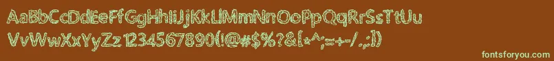 Weitere Informationen zur RoughPath-Schriftart RoughPath-Schriftart – Grüne Schriften auf braunem Hintergrund