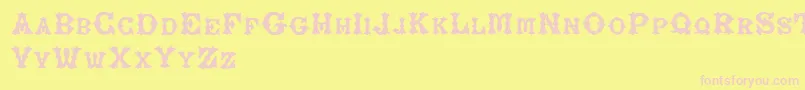 RoughTuscan-fontti – vaaleanpunaiset fontit keltaisella taustalla