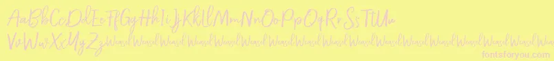 Czcionka Roullet Demo Font – różowe czcionki na żółtym tle
