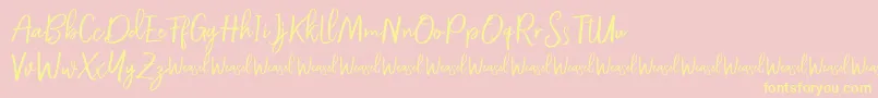 Roullet Demo Font-Schriftart – Gelbe Schriften auf rosa Hintergrund