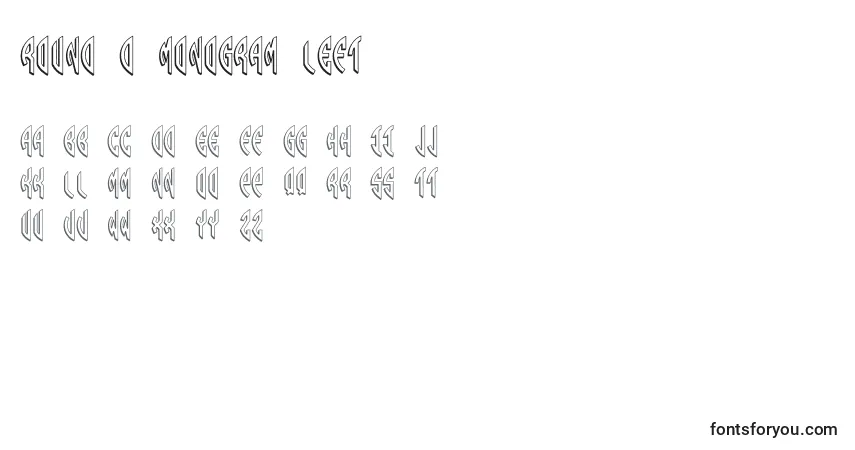 Schriftart Round 3D Monogram Left – Alphabet, Zahlen, spezielle Symbole