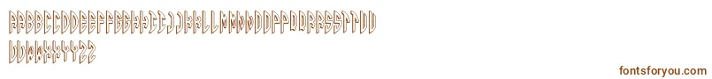 Round 3D Monogram Right-Schriftart – Braune Schriften auf weißem Hintergrund