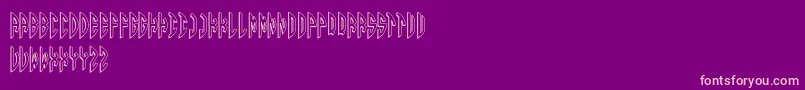 Round 3D Monogram Right-Schriftart – Rosa Schriften auf violettem Hintergrund