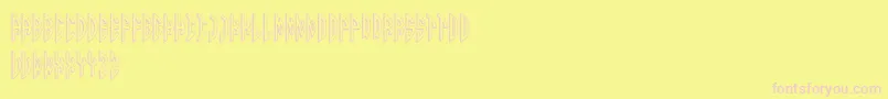 Round 3D Monogram Right-fontti – vaaleanpunaiset fontit keltaisella taustalla