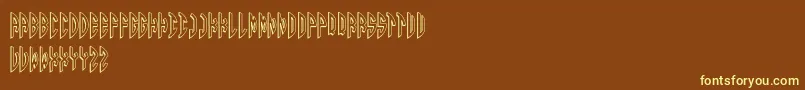 Round 3D Monogram Right-fontti – keltaiset fontit ruskealla taustalla