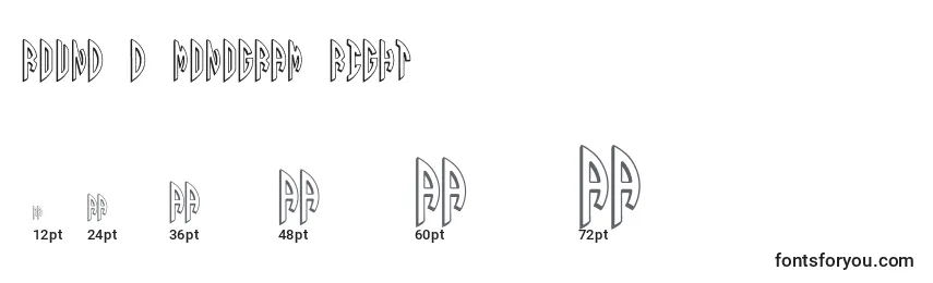 Größen der Schriftart Round 3D Monogram Right