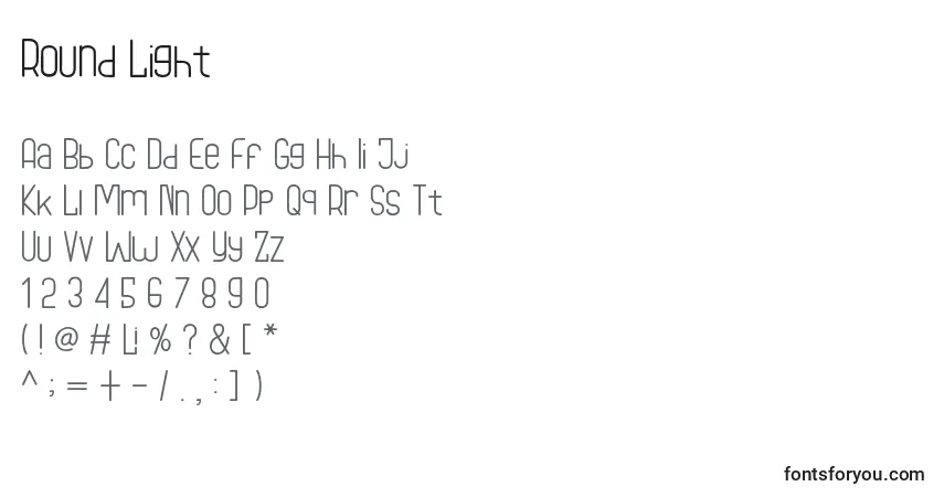 Шрифт Round Light (139206) – алфавит, цифры, специальные символы