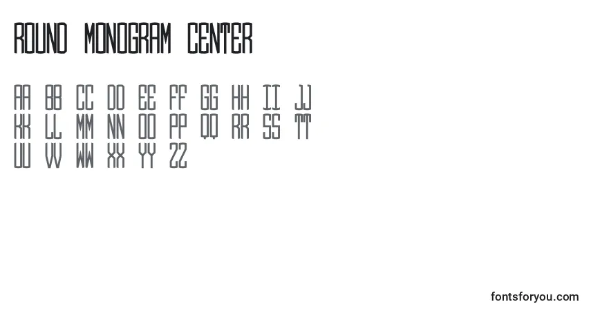 Fuente Round Monogram Center - alfabeto, números, caracteres especiales