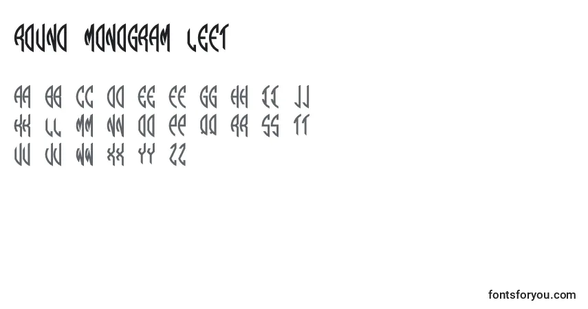 Czcionka Round Monogram Left – alfabet, cyfry, specjalne znaki
