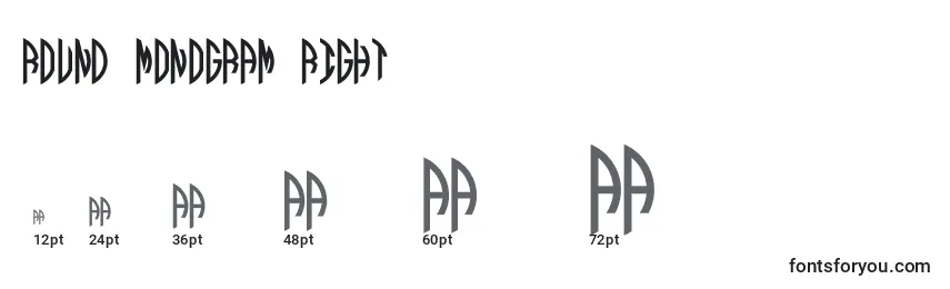 Размеры шрифта Round Monogram Right