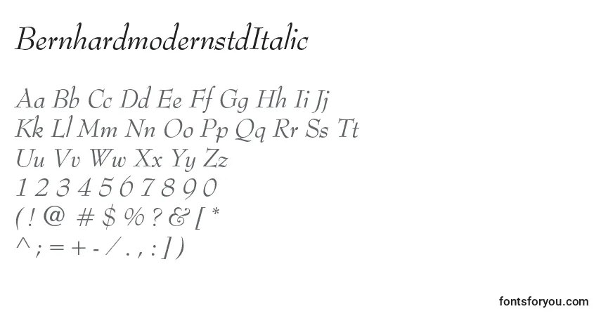 Schriftart BernhardmodernstdItalic – Alphabet, Zahlen, spezielle Symbole