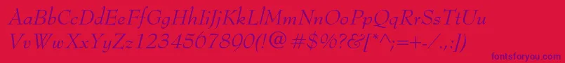 BernhardmodernstdItalic Font – Purple Fonts on Red Background