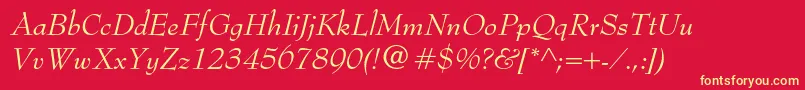 BernhardmodernstdItalic Font – Yellow Fonts on Red Background