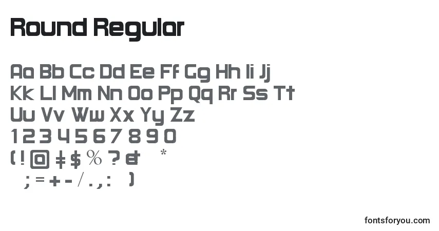A fonte Round Regular – alfabeto, números, caracteres especiais