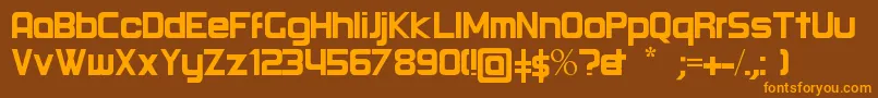 Weitere Informationen zur Round Regular-Schriftart Round Regular-Schriftart – Orangefarbene Schriften auf braunem Hintergrund