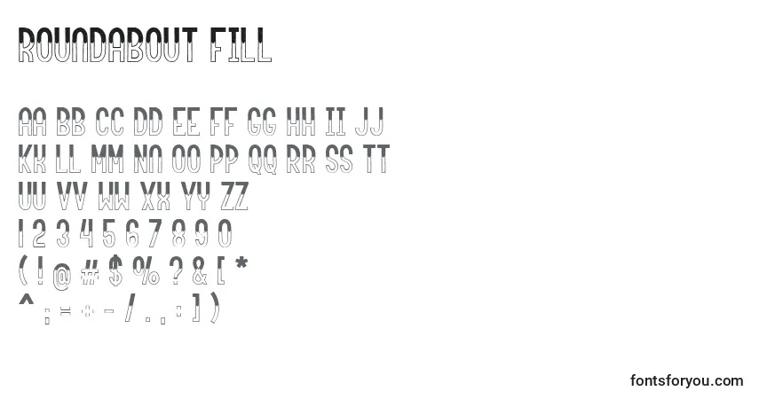 Schriftart Roundabout fill (139212) – Alphabet, Zahlen, spezielle Symbole