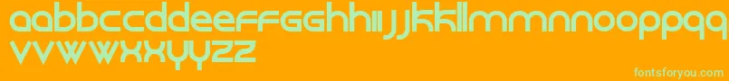 Roundabout-Schriftart – Grüne Schriften auf orangefarbenem Hintergrund