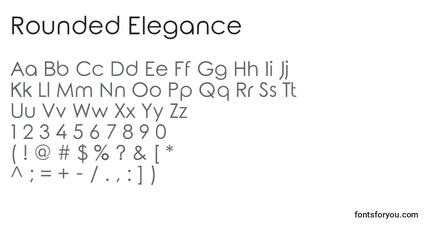 A fonte Rounded Elegance – alfabeto, números, caracteres especiais