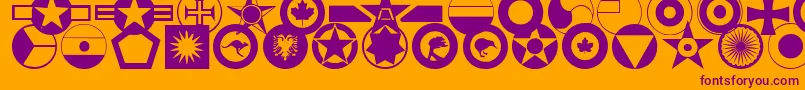 roundels-Schriftart – Violette Schriften auf orangefarbenem Hintergrund