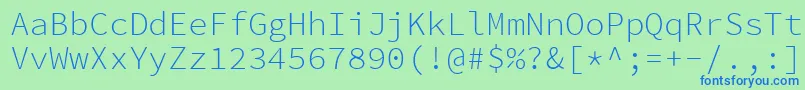 Шрифт SourcecodeproLight – синие шрифты на зелёном фоне