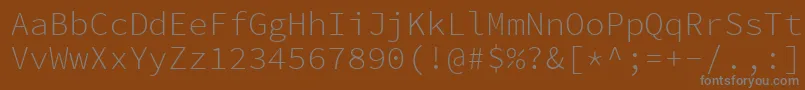 SourcecodeproLight-Schriftart – Graue Schriften auf braunem Hintergrund