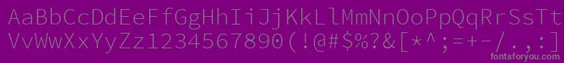 SourcecodeproLight-fontti – harmaat kirjasimet violetilla taustalla