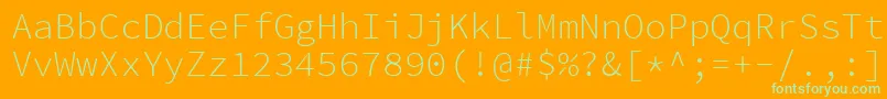 SourcecodeproLight-Schriftart – Grüne Schriften auf orangefarbenem Hintergrund