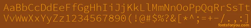 SourcecodeproLight-Schriftart – Orangefarbene Schriften auf braunem Hintergrund