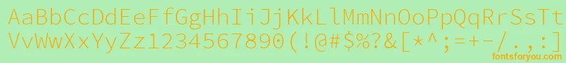 SourcecodeproLight-fontti – oranssit fontit vihreällä taustalla