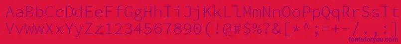 SourcecodeproLight-Schriftart – Violette Schriften auf rotem Hintergrund