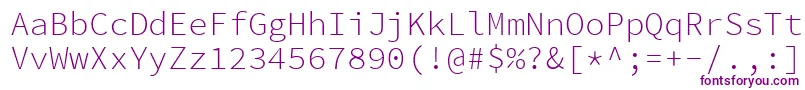 Czcionka SourcecodeproLight – fioletowe czcionki na białym tle